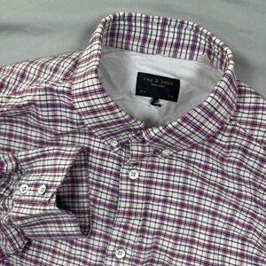 Rag & Bone Plaid Button Down Shirt Fit 2 Men's L/G Embroidered Crest Work Preppy